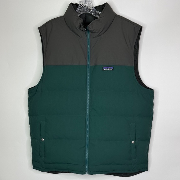 Patagonia Reversible Bivy Down Puffer Vest Green Gray Size XL